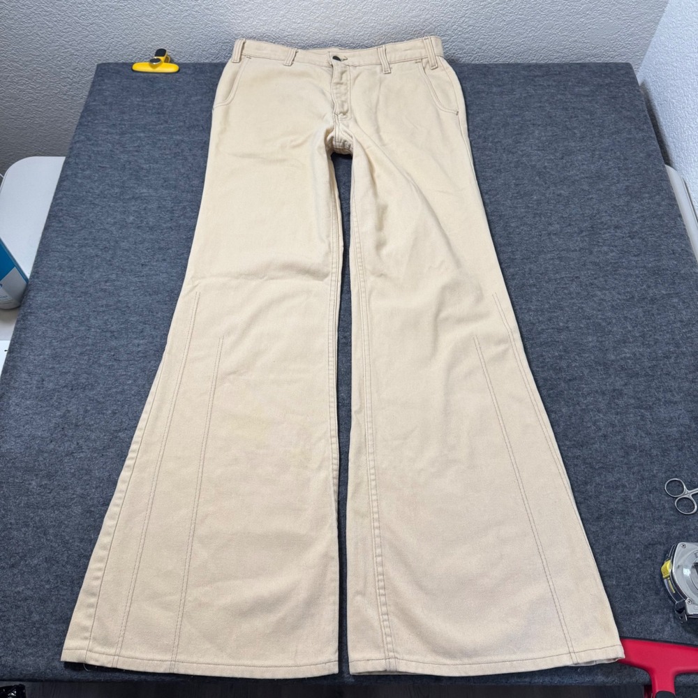 VTG 70s RARE Levis Tan Flared Bell Bottom Pants White Tab Mens 34x34 (31x33)